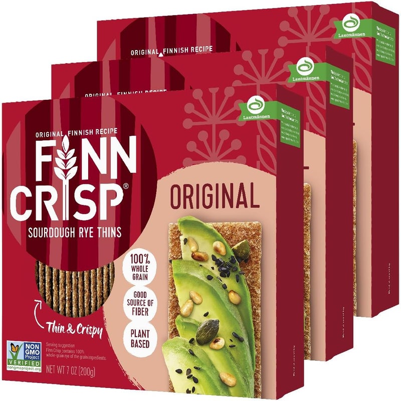 FINN CRISP فين كريسب خبز الجاودار الأصلي - 7 أونص (200 جرام) - عبوة من 3 - Image 1